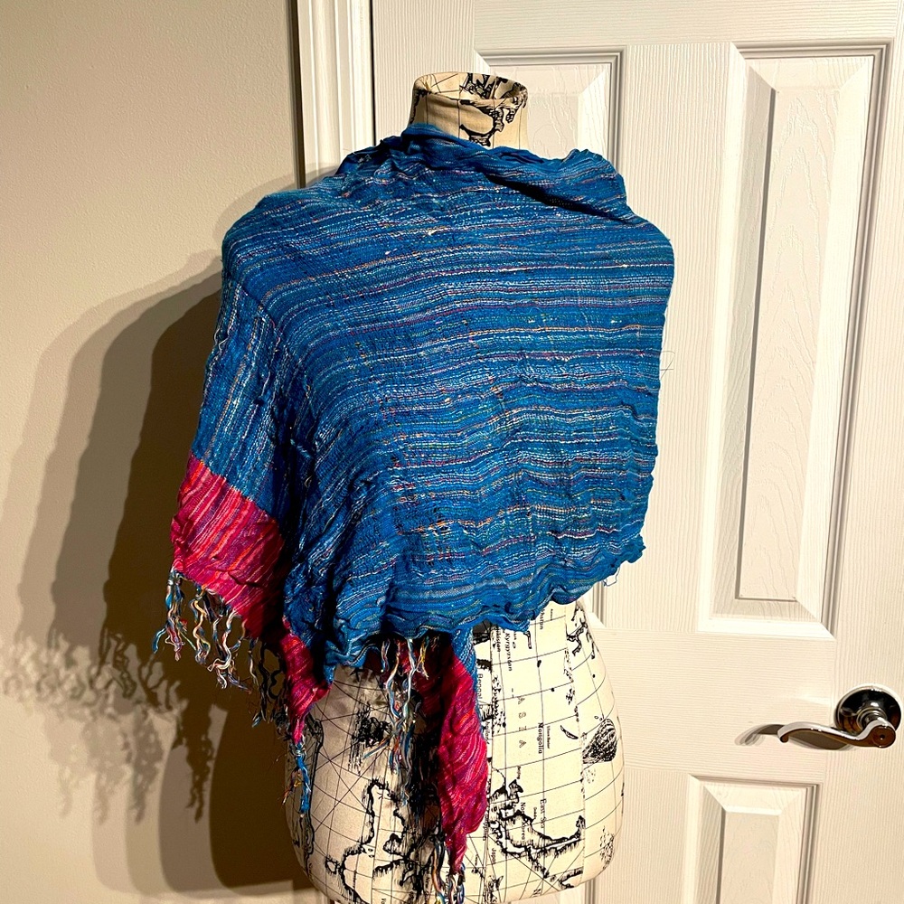 Colorful Coastal Cottage Western Bright Shawl cape scarf rebozo folklore artisan